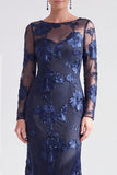 Rode Zeemeermin Bateau Neck Bloemen Lange Moeder van de Bruid Jurk