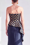 Goudstipte strapless zeemeermin met gerimpelde lange moeder van de bruid jurk