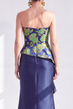 Goudstipte strapless zeemeermin met gerimpelde lange moeder van de bruid jurk