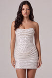 Strapless bodycon korset Klein wit jurkje met pailletten