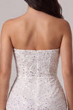 Strapless bodycon korset Klein wit jurkje met pailletten