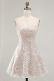 Strapless A-lijn bloemenjurk in Little White