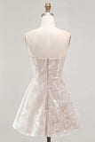 Strapless A-lijn bloemenjurk in Little White