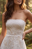 Strapless A-lijn bloemenjurk in Little White