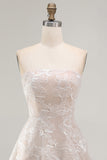 Strapless A-lijn bloemenjurk in Little White