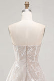 Strapless A-lijn bloemenjurk in Little White