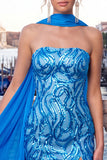 Gouden strapless pailletten bodycon korte homecomingjurk met split