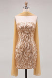 Gouden strapless pailletten bodycon korte homecomingjurk met split