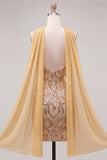 Gouden strapless pailletten bodycon korte homecomingjurk met split