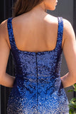 Sprankelende groene en gouden bodycon vierkante hals pailletten homecoming jurk met split