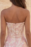 Sweetheart rood korset Bodycon bloemen gerimpelde korte homecomingjurk