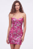 Strapless groene bodycon pailletten korte homecomingjurk met veter op de rug