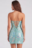 Sprankelende rode strapless bodycon pailletten korte 80s homecomingjurk