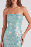 Sprankelende rode strapless bodycon pailletten korte 80s homecomingjurk