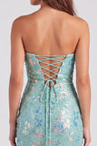 Sprankelende rode strapless bodycon pailletten korte 80s homecomingjurk