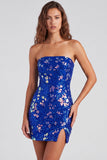 Sprankelende rode strapless bodycon pailletten korte 80s homecomingjurk