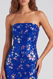Sprankelende rode strapless bodycon pailletten korte 80s homecomingjurk