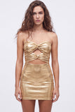 Gouden Sweetheart Bodycon Keyhole Metallic Kant Achterin 80s Homecoming Jurk