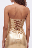 Gouden Sweetheart Bodycon Keyhole Metallic Kant Achterin 80s Homecoming Jurk
