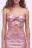 Gouden Sweetheart Bodycon Keyhole Metallic Kant Achterin 80s Homecoming Jurk
