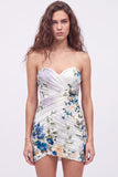 Zwarte Sweetheart gerimpelde Floral Bodycon Korte Homecoming-jurk met kant op de rug