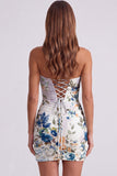 Zwarte Sweetheart gerimpelde Floral Bodycon Korte Homecoming-jurk met kant op de rug