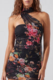 Strapless ivoor bloemen bodycon korte homecomingjurk met kant op de rug
