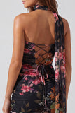 Strapless ivoor bloemen bodycon korte homecomingjurk met kant op de rug
