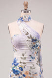 Strapless ivoor bloemen bodycon korte homecomingjurk met kant op de rug