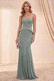 Sweetheart Eucalyptus Zeemeermin Maxi Jurk met kralen
