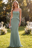 Sweetheart Eucalyptus Zeemeermin Maxi Jurk met kralen