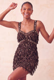 Bruine bodycon pailletten met franjes korte homecomingjurk met parels