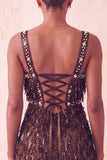 Bruine bodycon pailletten met franjes korte homecomingjurk met parels