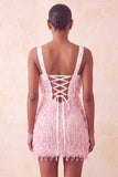 Bruine bodycon pailletten met franjes korte homecomingjurk met parels