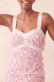 Bruine bodycon pailletten met franjes korte homecomingjurk met parels