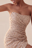 Glinsterende, strapless marineblauwe bodycon korte pailletten homecomingjurk