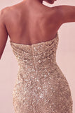 Glinsterende, strapless marineblauwe bodycon korte pailletten homecomingjurk