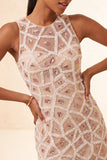Blush Bodycon ronde hals korte homecomingjurk met kralen