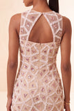 Blush Bodycon ronde hals korte homecomingjurk met kralen