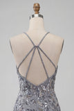 Halter neck grijs bodycon Bloemenkralenjurk met kralen en een korte homecomingjurk met franjes