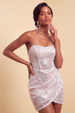 Blush strapless bodycon pailletten gerimpelde korte homecomingjurk