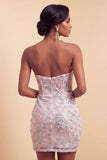 Blush strapless bodycon pailletten gerimpelde korte homecomingjurk