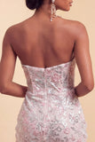 Blush strapless bodycon pailletten gerimpelde korte homecomingjurk