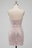 Blush strapless bodycon pailletten gerimpelde korte homecomingjurk