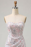 Blush strapless bodycon pailletten gerimpelde korte homecomingjurk