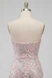 Blush strapless bodycon pailletten gerimpelde korte homecomingjurk