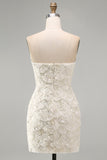 Ivory Sweetheart Short Bodycon Homecoming Jurk met pailletten