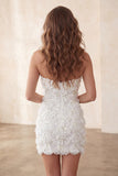 Ivory Sweetheart Short Bodycon Homecoming Jurk met pailletten