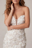 Ivory Sweetheart Short Bodycon Homecoming Jurk met pailletten