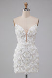 Ivory Sweetheart Short Bodycon Homecoming Jurk met pailletten